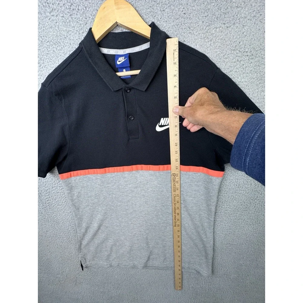 Nike Sportswear NSW Matchup Polo Shirt Mens Black Gray Pique Cotton 886507-010